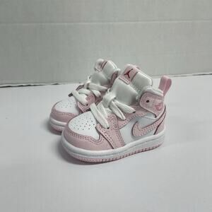 Air Jordan 1 Mid TD Pink Foam Fire Red DQ8425 608 Size 3 C Toddler Baby Crib